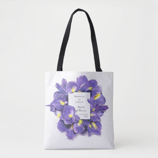 Verbluffende Paarse Waterverf van Irises, parlemen Tote Bag (Voorkant)