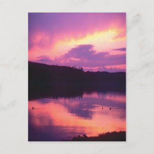 Verbluffende, paarse zonsopgang in water, na briefkaart