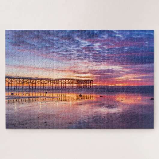 Verbluffende Pacific Beach California Pier Sunset Legpuzzel (Horizontaal)