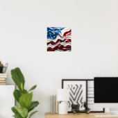 Verbluffende patriottische Amerikaanse vlag olieve Poster (Thuiskantoor)
