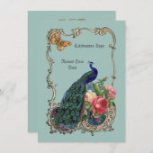 Verbluffende  pauw en bloemen uitnodigingen (Voorkant / Achterkant)