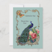 Verbluffende  pauw en bloemen uitnodigingen (Voorkant)