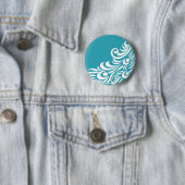 Verbluffende Peacock Feather Silhouette Print Ronde Button 5,7 Cm (In situ)