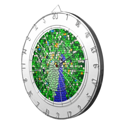 Verbluffende Peacock-mozaïekkunstgeschenken op maa Dartbord (Voorkant Rechts)