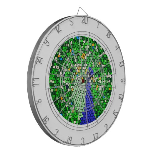 Verbluffende Peacock-mozaïekkunstgeschenken op maa Dartbord (Voorkant Links)