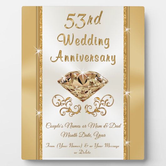 Verbluffende persoonlijke 53 jaar Jubileum cadeau Fotoplaat (Voorkant)