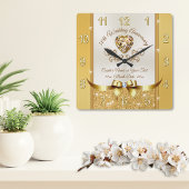 Verbluffende, persoonlijke Golden Jubileum-klok Vierkante Klok