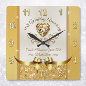 Verbluffende, persoonlijke Golden Jubileum-klok Vierkante Klok