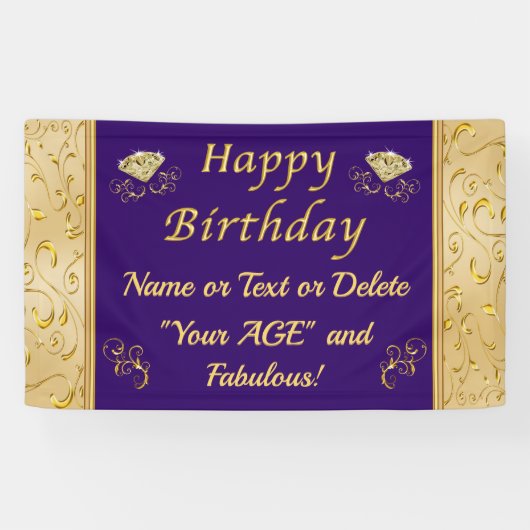 Verbluffende persoonlijke Happy Birthday-banner on Spandoek (Horizontaal)