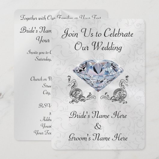 Verbluffende persoonlijke uitnodigingen voor diama (Voorkant / Achterkant)