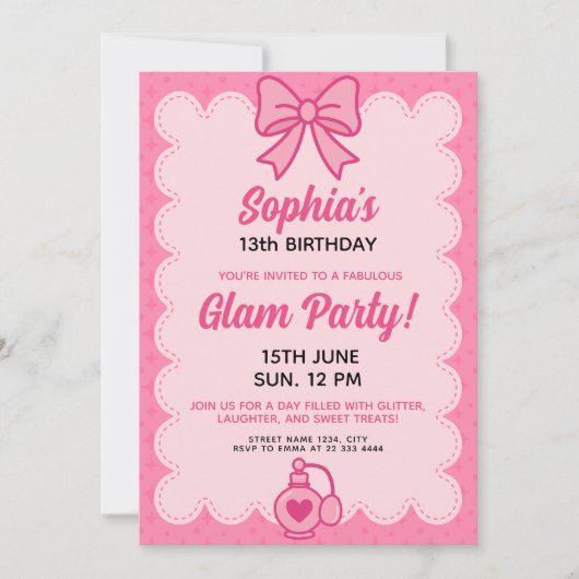 Verbluffende  Pink Glam Verjaardag Sjabloon Kaart (Voorkant)