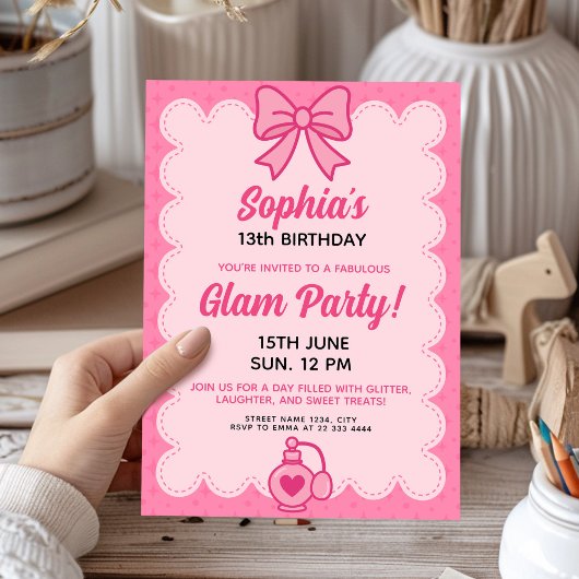 Verbluffende  Pink Glam Verjaardag Sjabloon Kaart