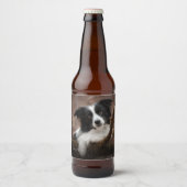 Verbluffende rand collie-portret bier etiket (Voorkant)