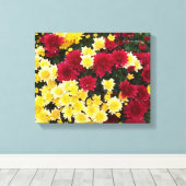 Verbluffende Red Gold Autumn Chrysanthemum Flowers Canvas Afdruk (Insitu (Houten vloer))