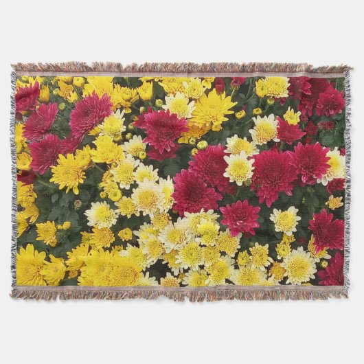 Verbluffende Red Gold Autumn Chrysanthemum Flowers Deken (Voorkant)