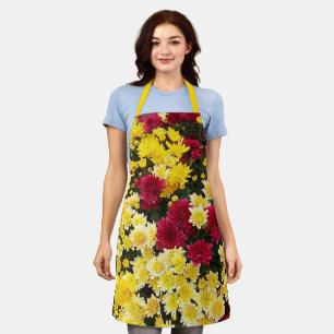 Verbluffende Red Gold Autumn Chrysanthemum Flowers Schort