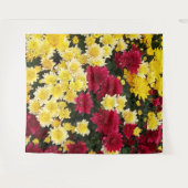 Verbluffende Red Gold Autumn Chrysanthemum Flowers Wandkleed (Voorkant (horizontaal))