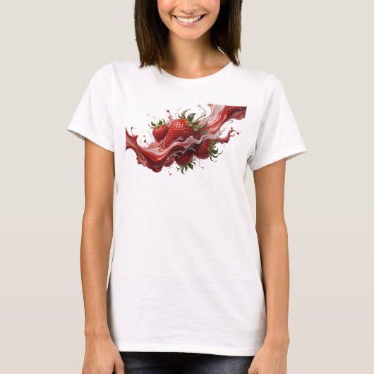 Verbluffende Rode Abstracte Aardbeien Custom Creat T-shirt (Voorkant)
