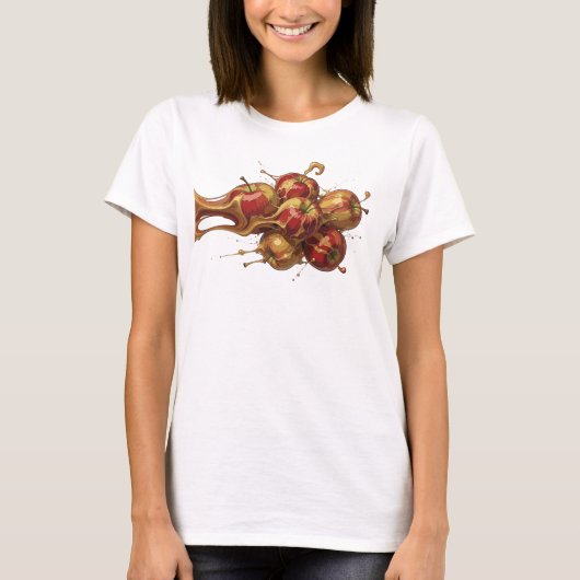 Verbluffende Rode Abstracte Appel Trendy T-shirt (Voorkant)