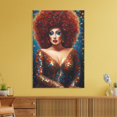 Verbluffende rode bom drag queen portret canvas afdruk (Insitu (Woonkamer))