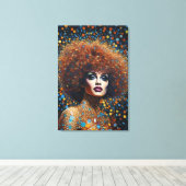 Verbluffende Rode Bombardeuse Drag Queen Portret Canvas Afdruk (Insitu (Houten vloer))