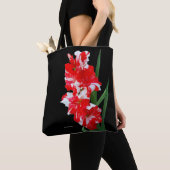 Verbluffende rode en witte Gladiolus-zwaardgelilie Tote Bag (Dichtbij)