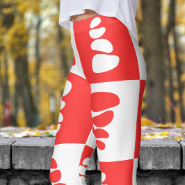 Verbluffende rode en witte steentjes patroon leggings