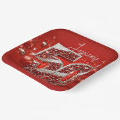 Verbluffende rode en zilveren glitter 50e verjaard papieren bordje (Gebogen)