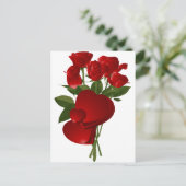 Verbluffende rode rozen en harten briefkaart (Staand voorkant)