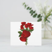Verbluffende rode rozen en harten briefkaart (Staand voorkant)
