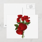 Verbluffende rode rozen en harten briefkaart (Voorkant / Achterkant)