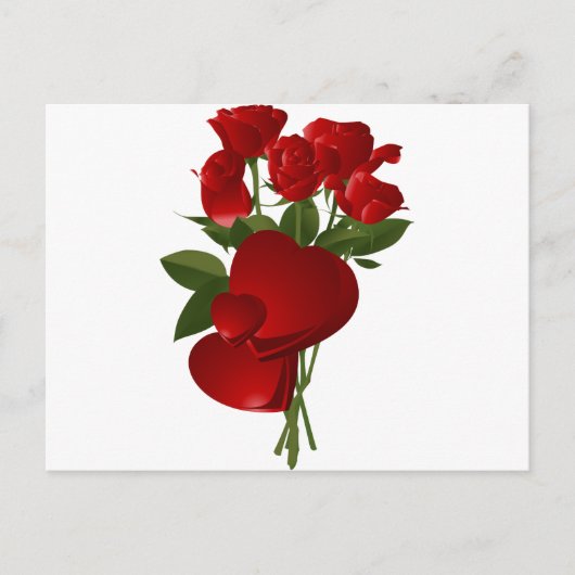 Verbluffende rode rozen en harten briefkaart (Voorkant)