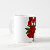 Verbluffende rode rozen en harten koffiemok (Voorkant links)