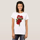 Verbluffende rode rozen en harten t-shirt (Voorkant volledig)