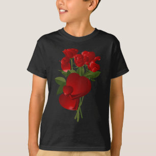 Verbluffende rode rozen en harten t-shirt