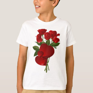 Verbluffende rode rozen en harten t-shirt