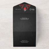 Verbluffende rode rozen en poortontwerp all in one uitnodiging (Buitenkant)