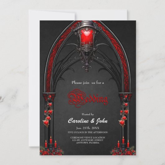 Verbluffende rode rozen en poortontwerp kaart (Voorkant)