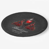 Verbluffende rode rozen en poortontwerp. papieren bordje (Gekanteld)