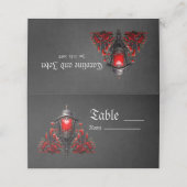 Verbluffende rode rozen en poortontwerp plaatskaartje (Buitenkant ongevouwen)