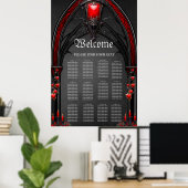 Verbluffende rode rozen en poortontwerp poster (Thuiskantoor)