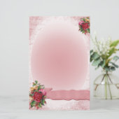 Verbluffende  rode rozenroze roze lint briefpapier (Staand voorkant)