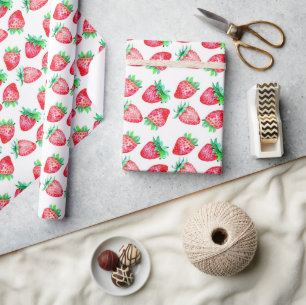 Verbluffende rode Waterverf aardbeien Cadeaupapier