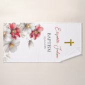 Verbluffende rode witte bloemen Orthodoxe doop cad Badhanddoek (Badhanddoek)
