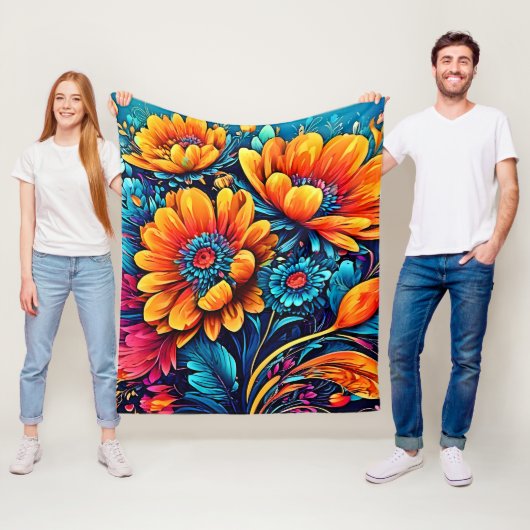 Verbluffende Roos bloemkleur Fleece Deken (In situ)