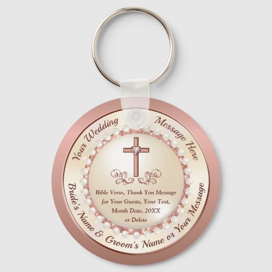 Verbluffende Roos Gold, Christelijke bruiloft voor Sleutelhanger (Voorkant)