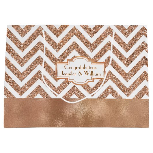 Verbluffende Roos Gold Custom Weddenschap Gift Bag Large Cadeautasje (Voorkant)