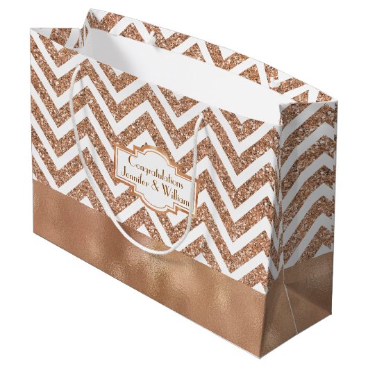 Verbluffende Roos Gold Custom Weddenschap Gift Bag Large Cadeautasje (Achterkant Gekanteld)