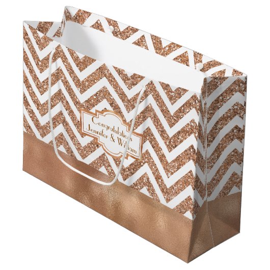 Verbluffende Roos Gold Custom Weddenschap Gift Bag Large Cadeautasje (Voorkant Gekanteld)