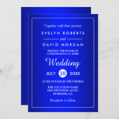 Verbluffende Royal Blue Classy Wedding Kaart (Voorkant / Achterkant)